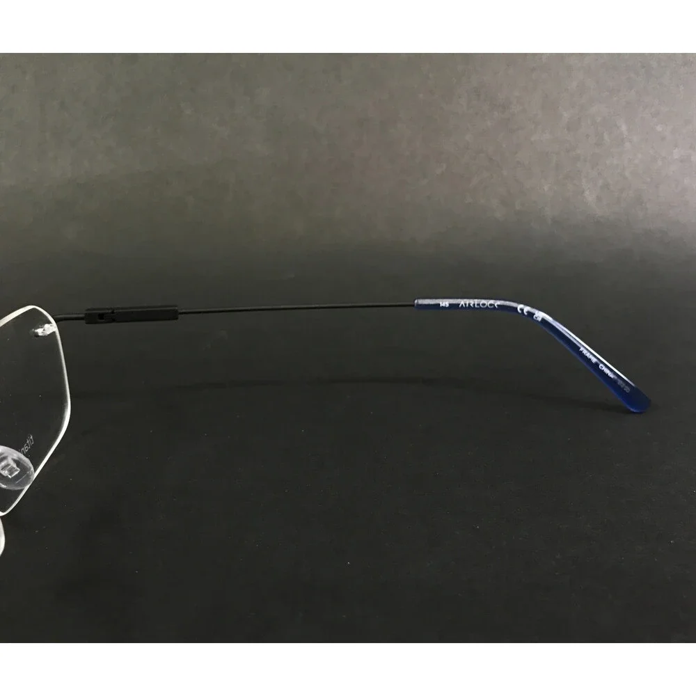 Airlock Eyeglasses Frames Crop 201 002 Black Blue Rimless Titanium 54-18-145